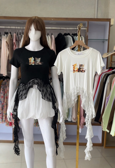 Lacey Fall Detail Crop T-shirts